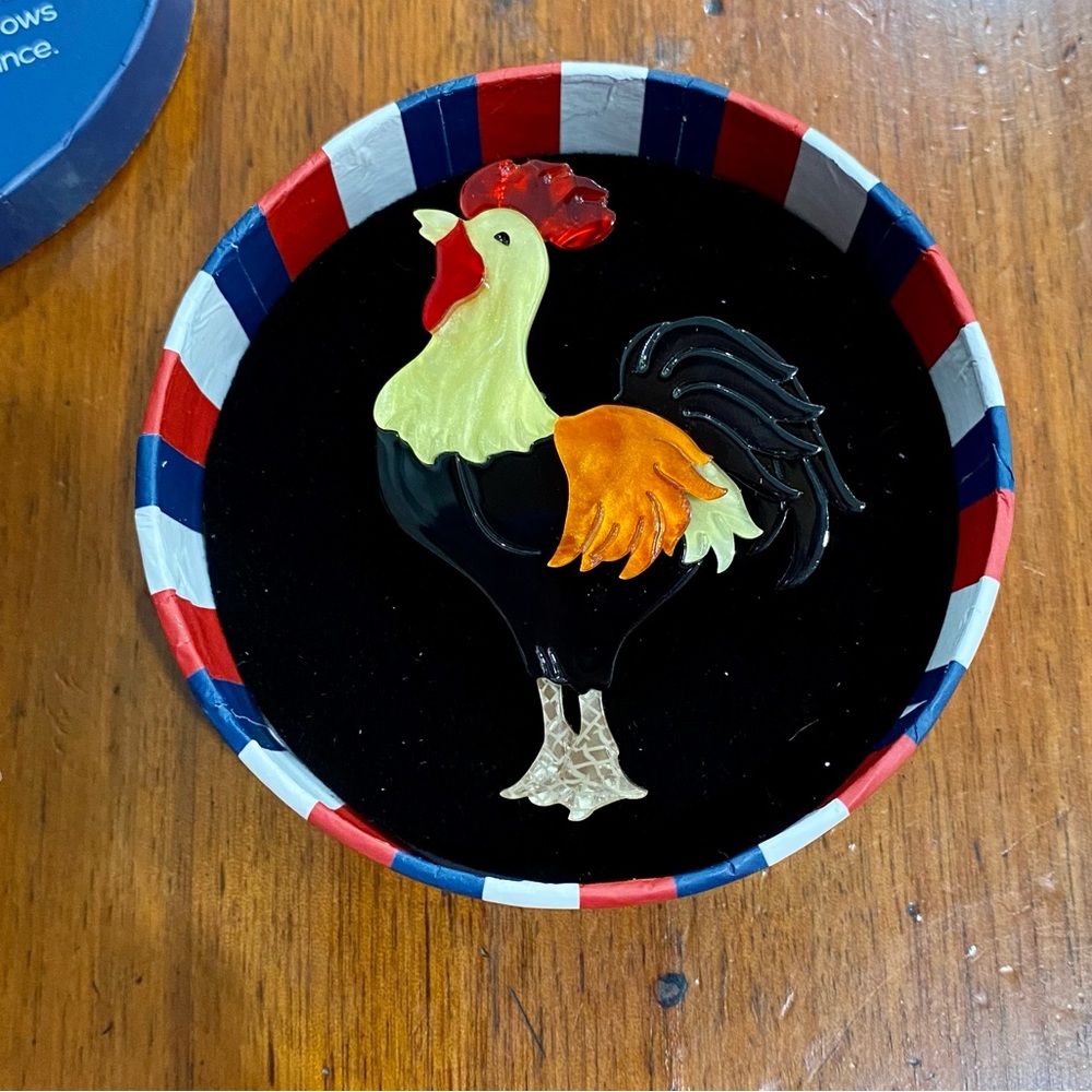Erstwilder Le Coq Gaulois French Rooster Brooch Paris Holiday Collection EUC